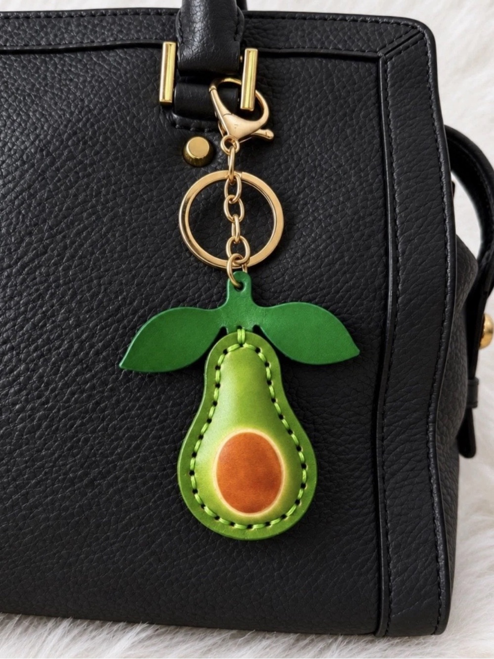 Leather Avocado Keychain Bag Charm Key Ring Handmade Gift New